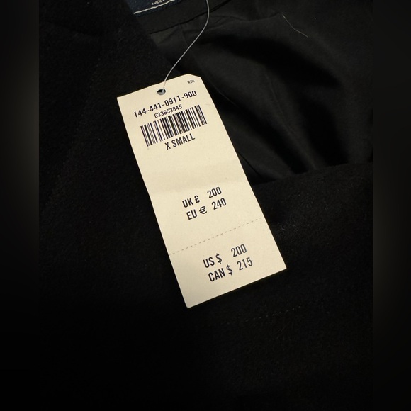 NWT Abercrombie Wool Black Classic Pea Coat - Picture 2 of 6